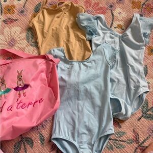 Bloch Light Blue and Beige Kids' Dance Bodysuits